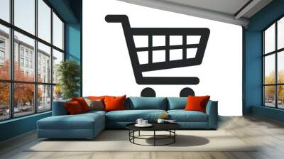 Web store shopping cart icon shape button. Internet shop buy logo symbol sign. Vector illustration image. Isolated on white background. Wall mural