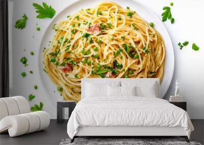 pasta with Carbonara sauce, classic Italian spaghetti dish Wall mural