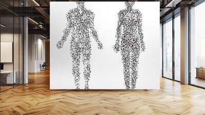 Abstract Molecule based human figures concept - Illustration of a man and woman body made of dots and lines Wall mural