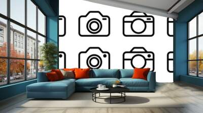 Camera icon set. Photo camera icon symbol. Photography camera in outline or line style for apps and websites, vector illustration Wall mural