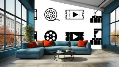 Cinema icons vector set. Movie, film, video, tv and more icon for apps and websites, symbol illustration Wall mural