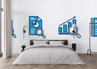 Data analytics icon set. Data analysis research icon symbol. Analysis of data, business, markets, information news, consumer. Vector illustration Wall mural