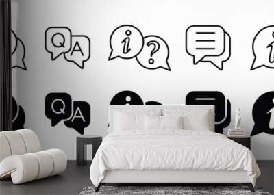 FAQ thin line icon set. Frequently asked questions icon. Help, message, speech bubble, Q and A, question and answer, and information symbol for app and website. Vector illustration Wall mural