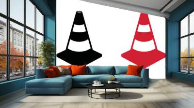 Traffic cone icon set. Road cone icon vector. Road divider with cones. Roadblock or Road barrier mark for apps or websites, symbol illustration Wall mural