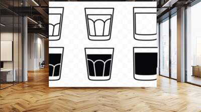 Water glasses icons vector set. Drink glass icon types with editable stroke. Mineral water glasses sign and symbol in line and flat style. Vector illustration Wall mural