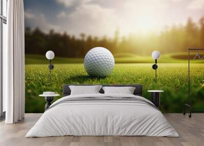 Golf ball on tee on blurred background Wall mural