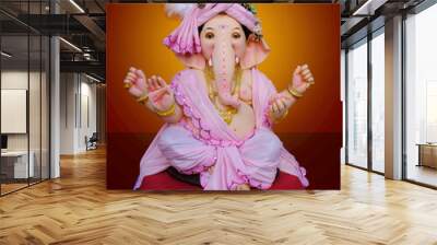 Ganesh sculpture, Lord Ganpati, Ganesha on colourful Background, Ganpati, happy Ganesh Chaturthi. Wall mural