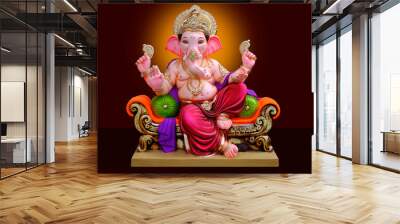 Ganesh sculpture, Lord Ganpati, Ganesha on colourful Background, Ganpati, happy Ganesh Chaturthi. Wall mural