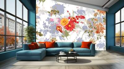 flower floral design with white ground digital print Wall mural