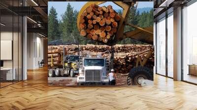 log truck unloading Wall mural