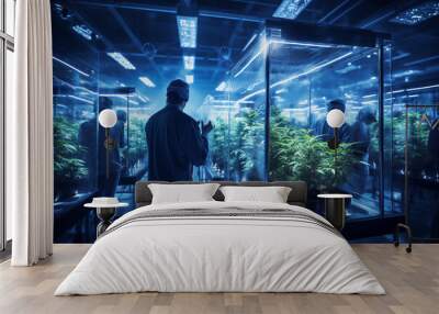 a high tech cannabis growing facility Wall mural