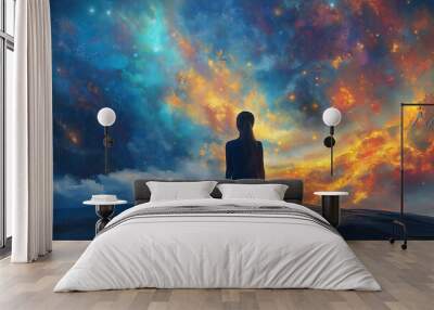 cosmic rebirth, life creation through deep meditation and chakras Wall mural