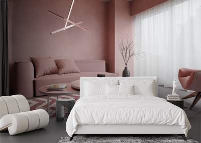 Luxury Pink Modern living room Wall mural