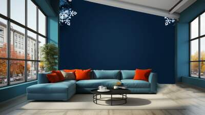 blue christmas background with snowflakes Wall mural