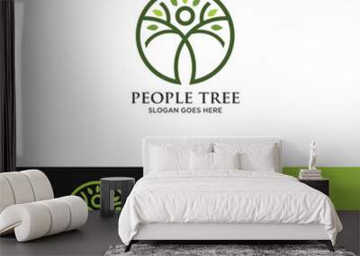 Abstract Human tree logo. Unique Tree Vector illustration with circles and abstract female shapes.le Wall mural