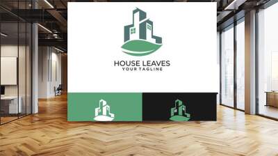 Green house logo design with creative modern concept Premium Vector Wall mural