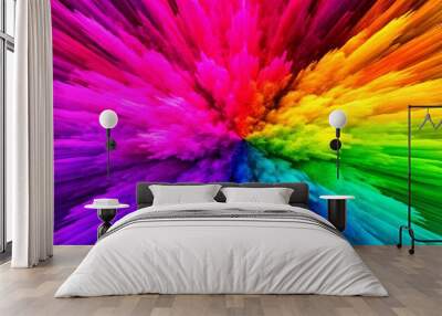 Abstract colorful explosion with vibrant rainbow colors creating a dynamic and energetic visual. Wall mural