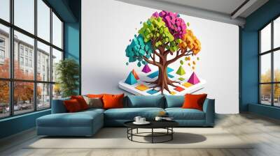 colorful geometric tree Wall mural