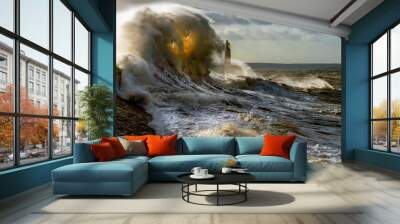 waves crashing on rocks Wall mural