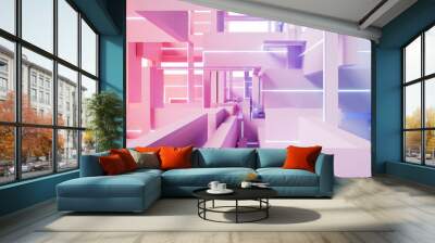 Abstract geometry line structure, 3d rendering. Wall mural