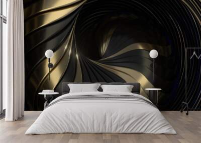 Abstract geometry with black background, 3d rendering. Wall mural