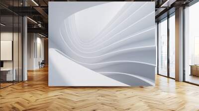 Abstract white curve geometry background, 3d rendering. Wall mural