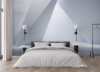 Empty white room with geometric structure, 3d rendering. Wall mural