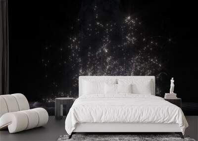 Fantasy magic particles with dark background, 3d rendering. Wall mural