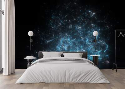 Fantasy magic particles with dark background, 3d rendering. Wall mural