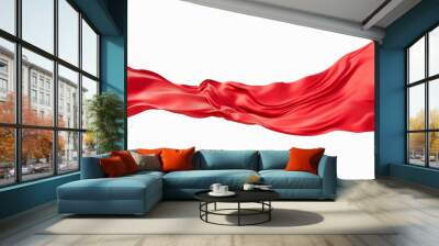 Flowing red wave cloth background, 3d rendering. Wall mural