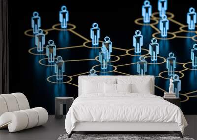 Glowing little man with information and communication concept, 3d rendering. Wall mural