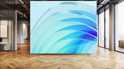 Gradient transparent curve glass, 3d rendering. Wall mural