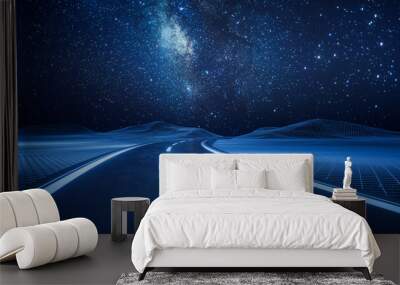 highway road with digital space background, 3d rendering. Wall mural