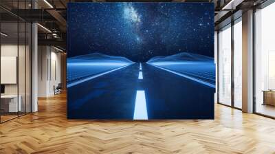 Highway road with digital space background, 3d rendering. Wall mural