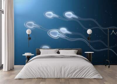 Human sperm cells, 3d rendering. Wall mural