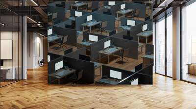 Office model with wooden floor,abstract conception,3d rendering. Wall mural