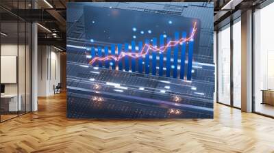 statistical graph with business finance concept, 3d rendering. Wall mural