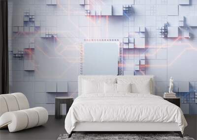 Technology circuit board and core, 3d rendering. Wall mural