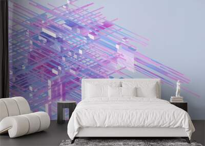 Translucent gradients cubes and materials, 3d rendering. Wall mural