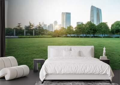 Urban architecture and grasslands Wall mural