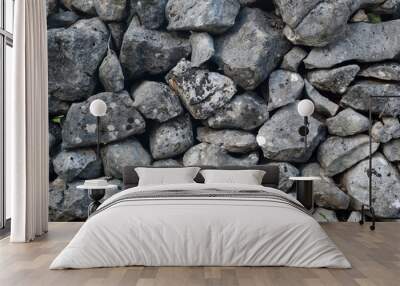 rough grey stone wall texture Wall mural