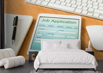 Digital tablet pc showing job application form Wall mural