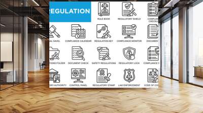 regulation, law, regulation, legal, business, compliance icon set. Outline icons collection. Simple vector illustration Wall mural