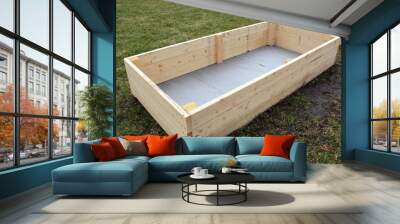 A newly constructed backyard raised garden box. Wall mural