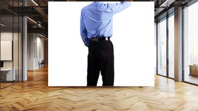 Attractive businessman standing over white Wall mural