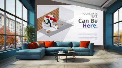 business braking a wall for success with isometric concept
 Wall mural