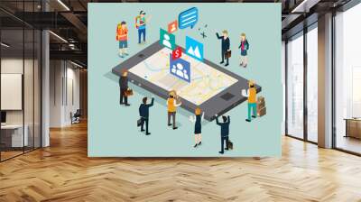 Business in internet social media mobile Wall mural