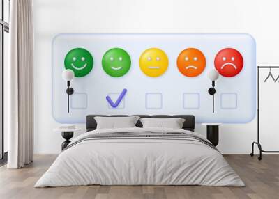 3D Feedback emotion scale illustration. Reviews with good and bad rating. Feedback in the form of emotions. Wall mural