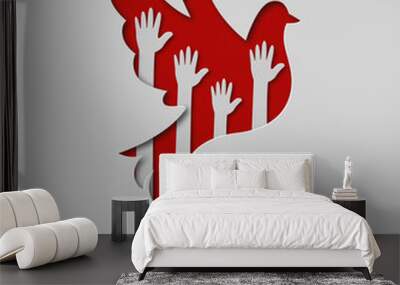 International Human Rights Day vector in paper cut style. For advertising, banner, flyer, brochure, social media posts. Wall mural