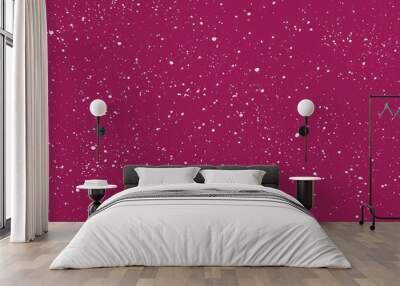 Christmas abstract illustration background in red, pink colors with various small white snowflakes  Wall mural